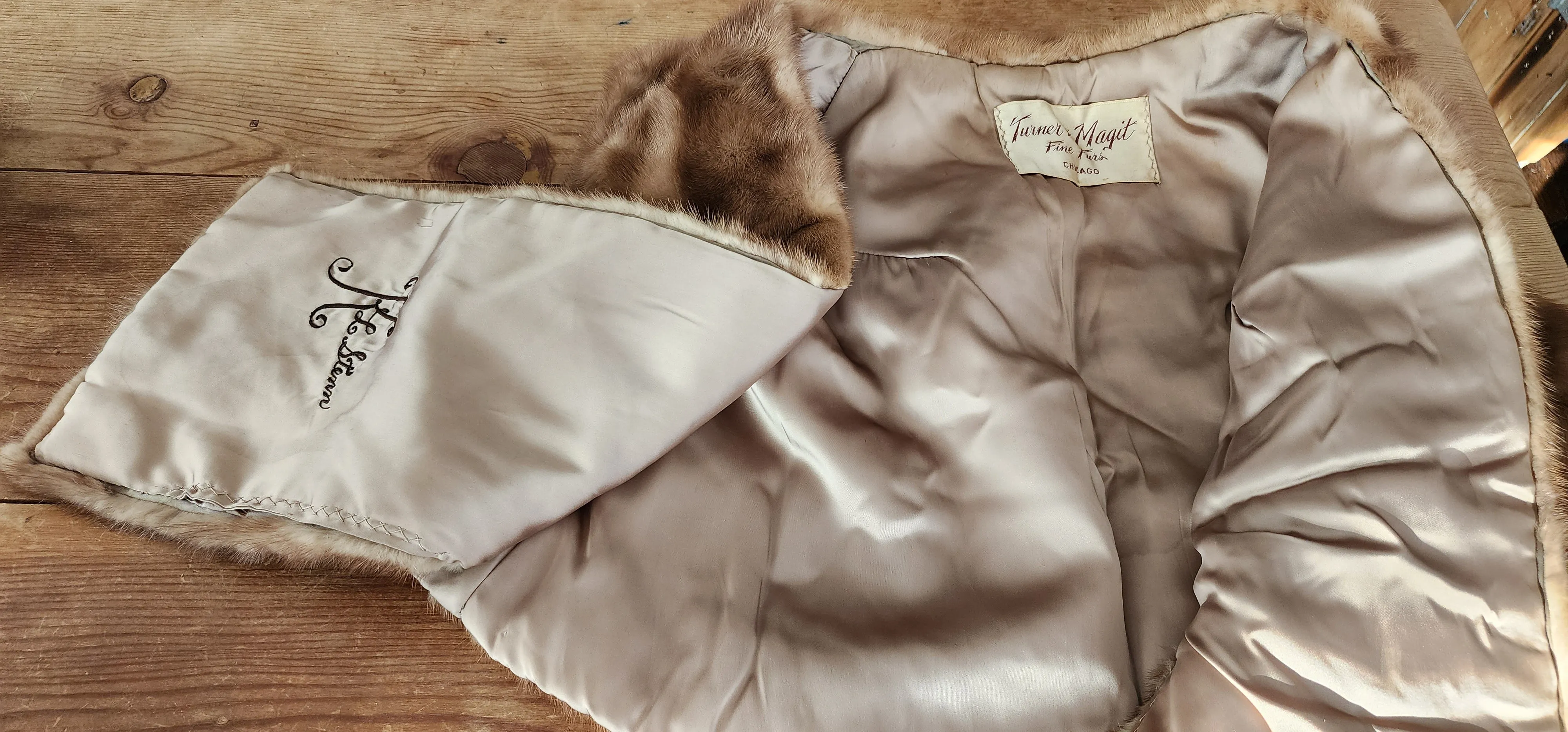 1950s Caramel Brown Mink Stole Wrap Shrug