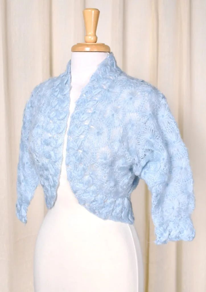1950s Powder Blue Knit Bolero Sweater