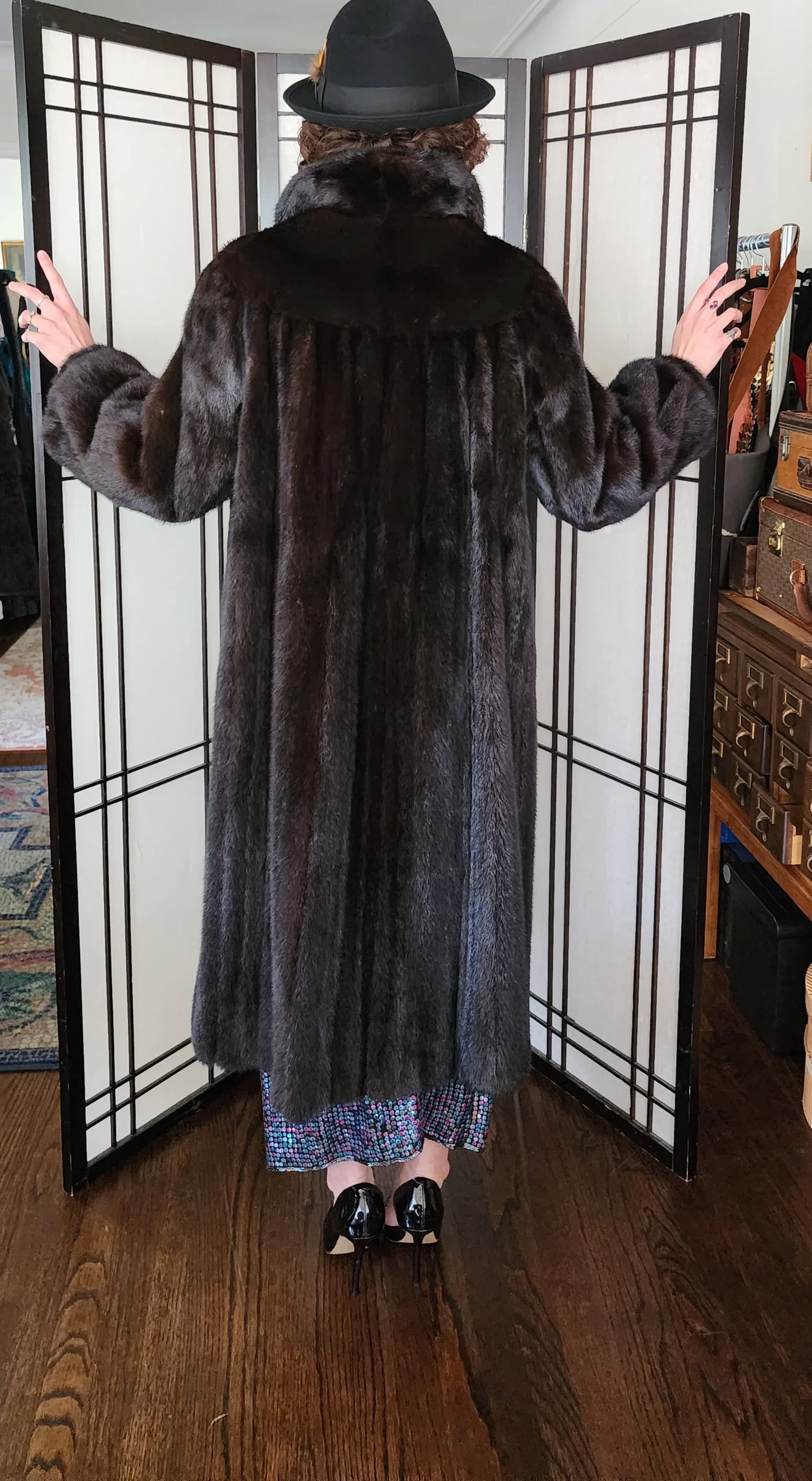 50s Brown Mink Fur Swing Coat Gelobe Chicago