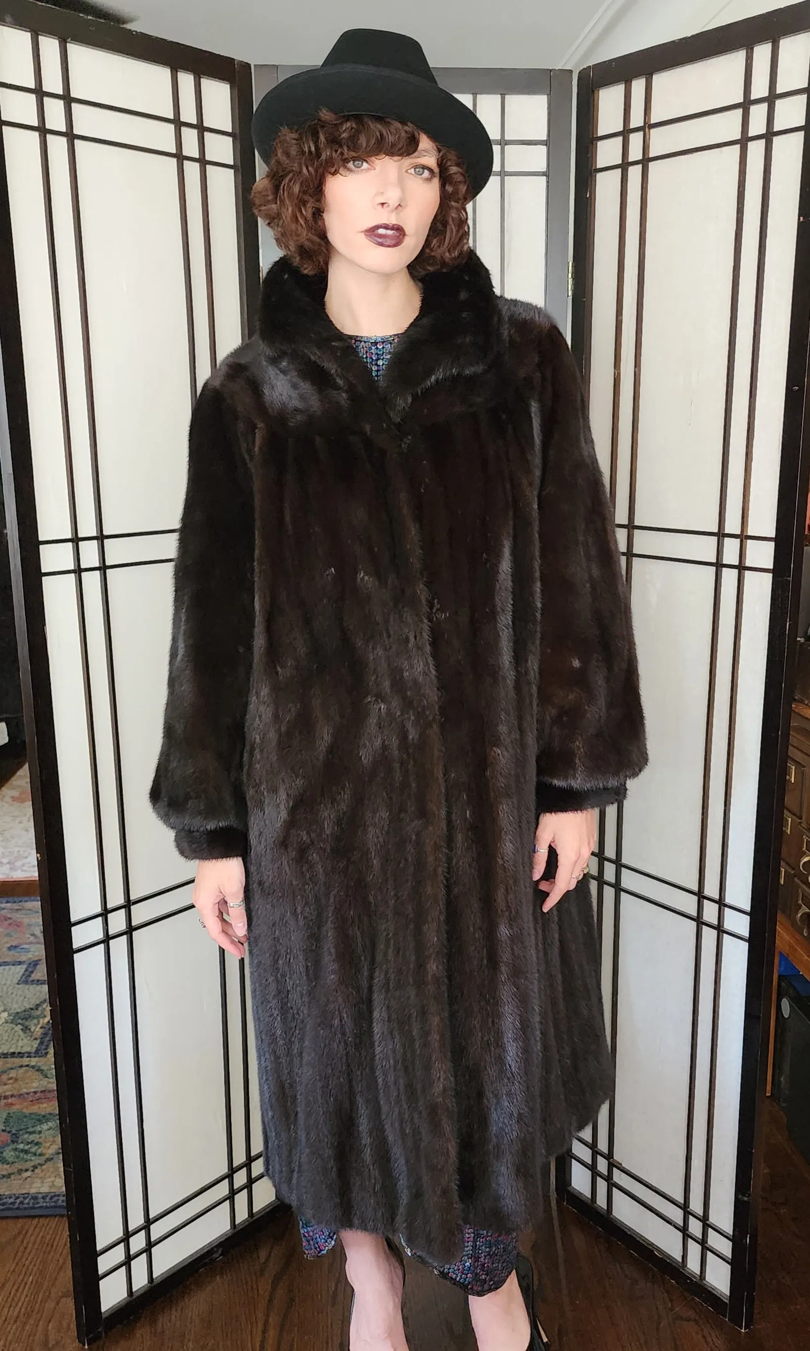 50s Brown Mink Fur Swing Coat Gelobe Chicago