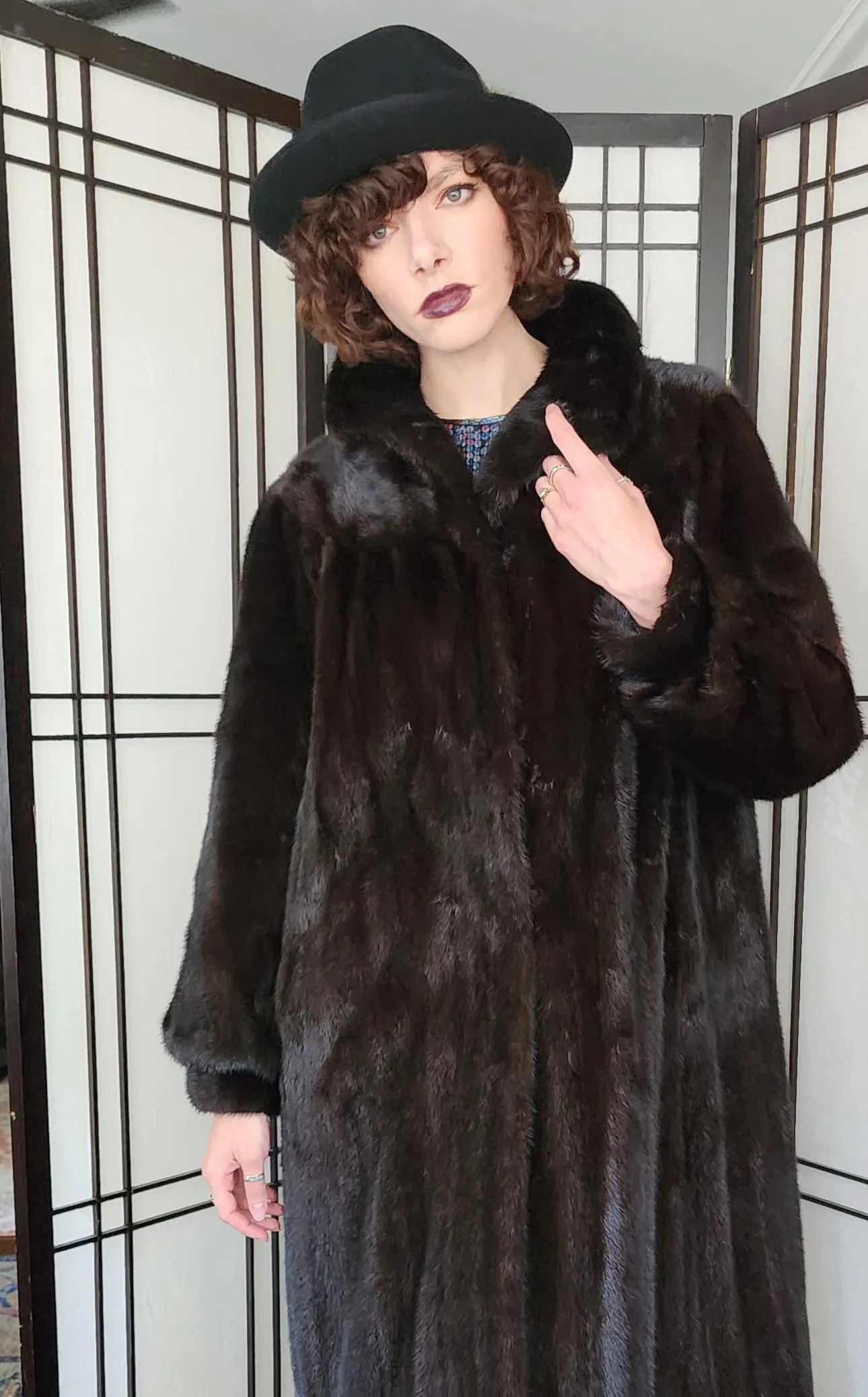 50s Brown Mink Fur Swing Coat Gelobe Chicago