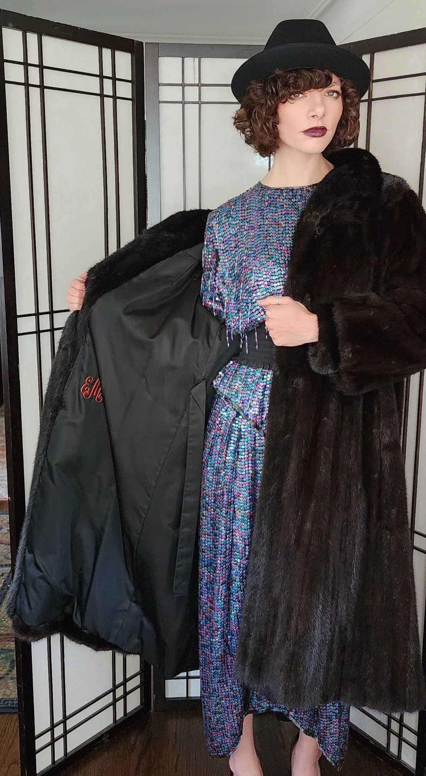 50s Brown Mink Fur Swing Coat Gelobe Chicago