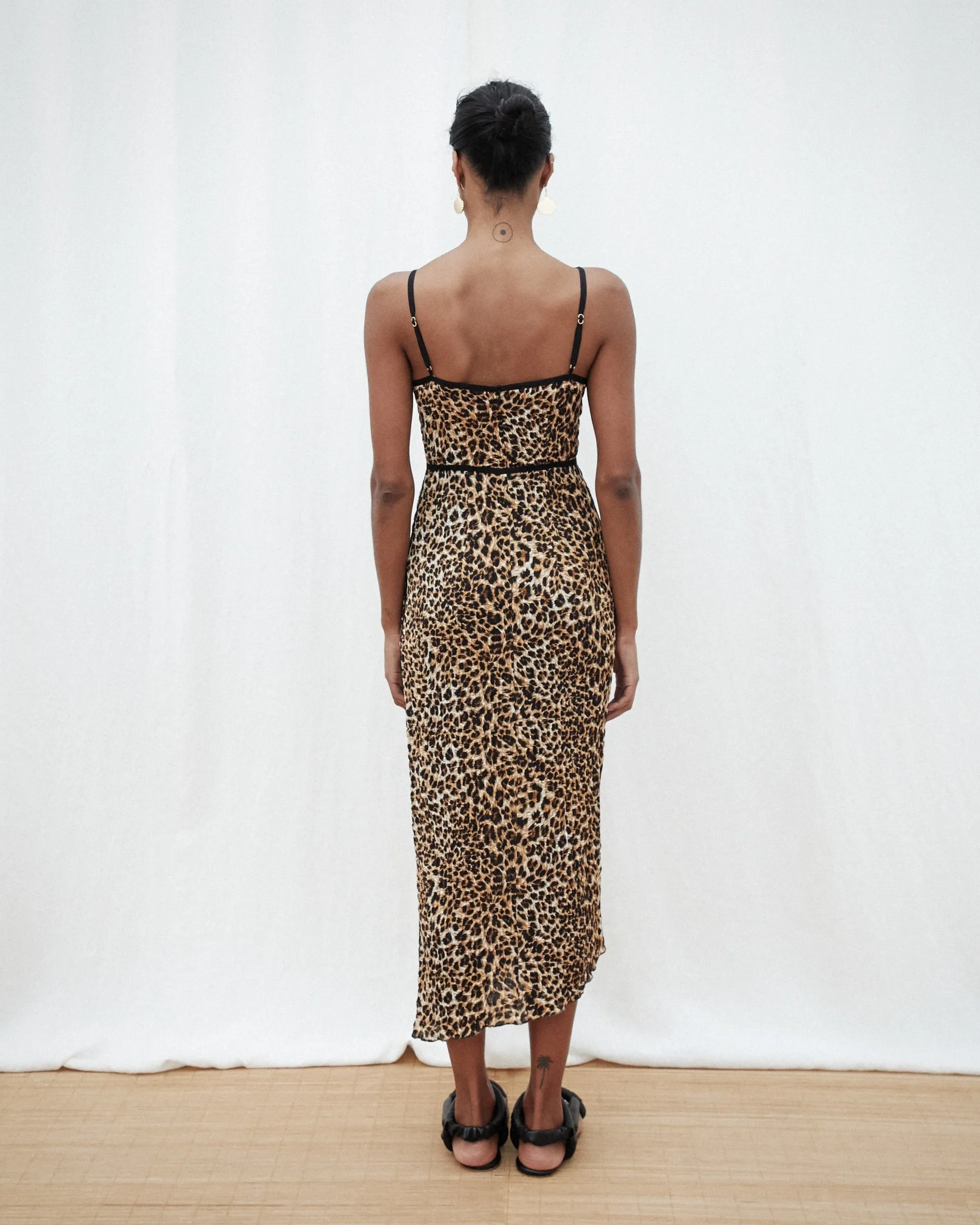 Abir leopard-print spaghetti strap midi dress