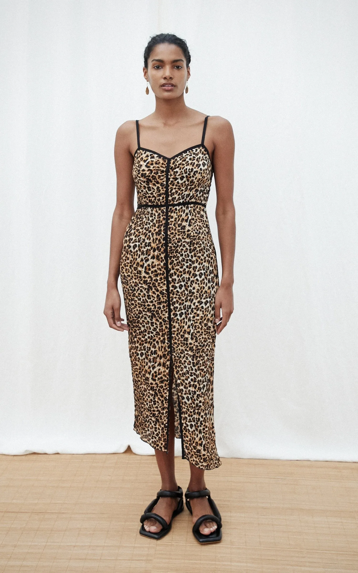 Abir leopard-print spaghetti strap midi dress