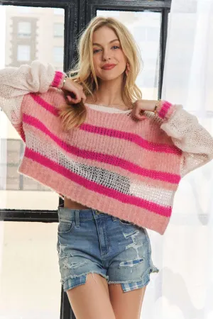ADORA Lightweight Fabric Mix Sweater Top