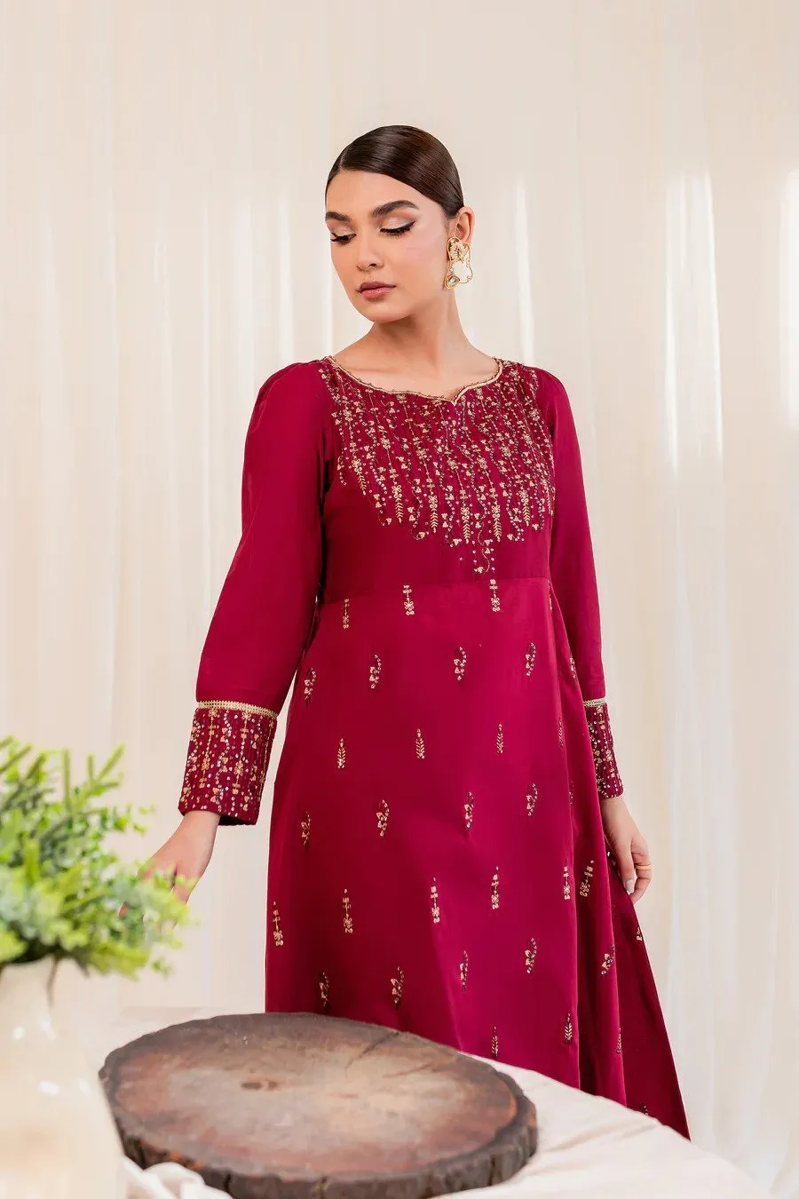 Ammolite 2PC-Cotton Stuff Embroidered Stitched Outfit