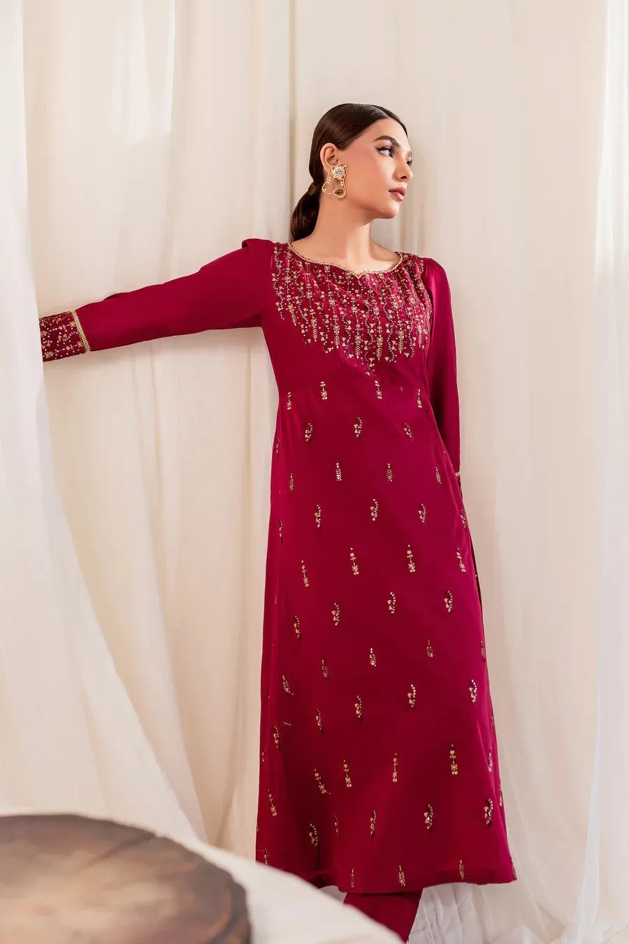 Ammolite 2PC-Cotton Stuff Embroidered Stitched Outfit