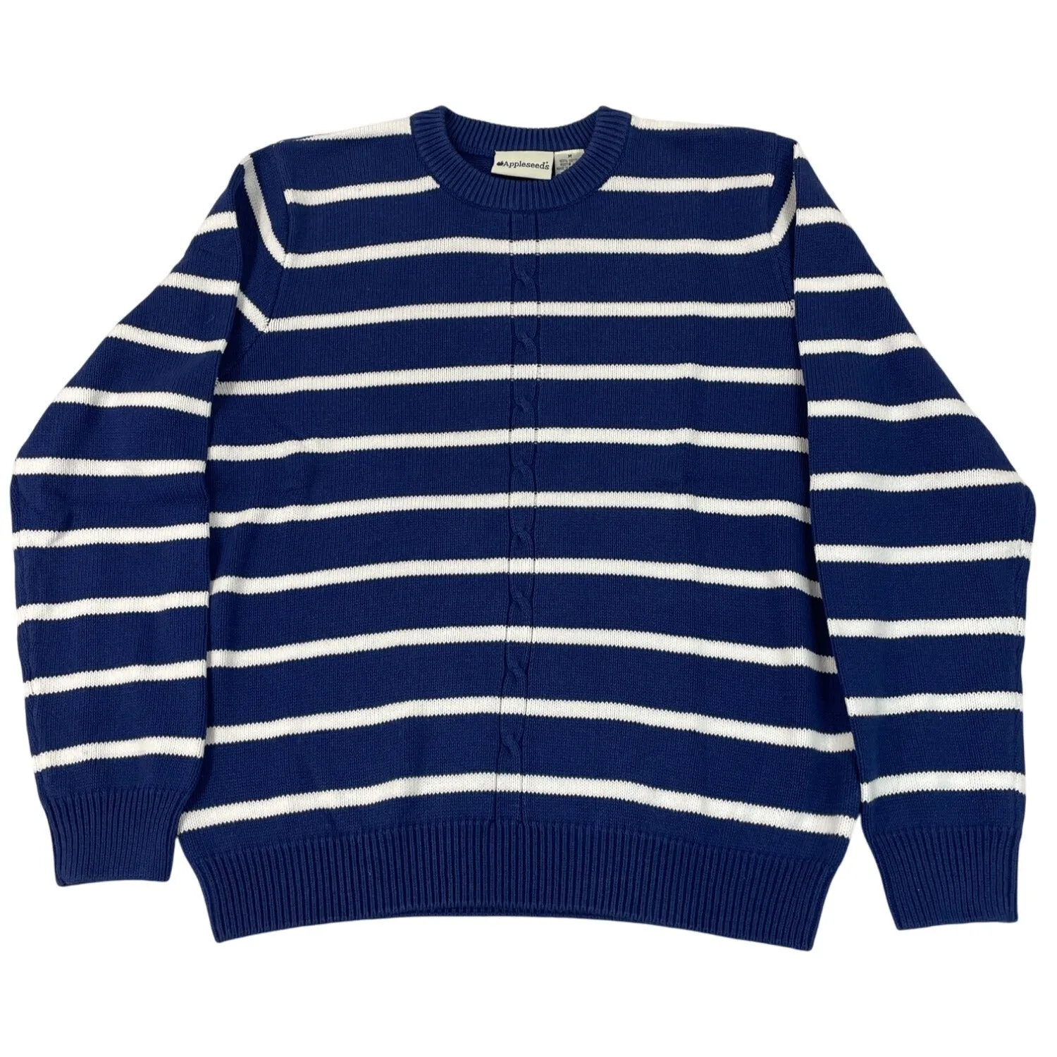 Appleseeds Blue & White Striped Crewneck Sweater Size M - New