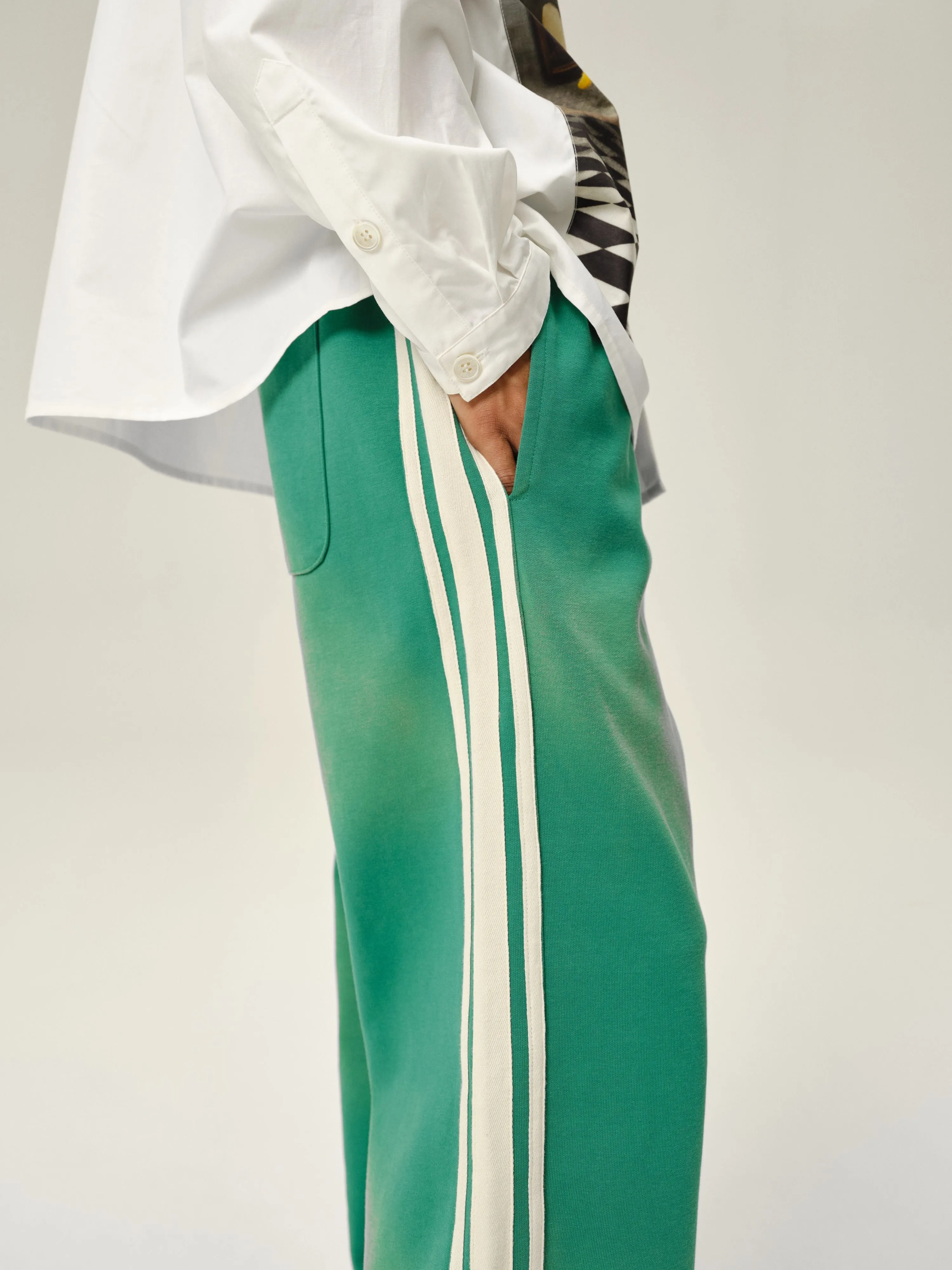 Aqua Green Sunfade Stripe Trousers
