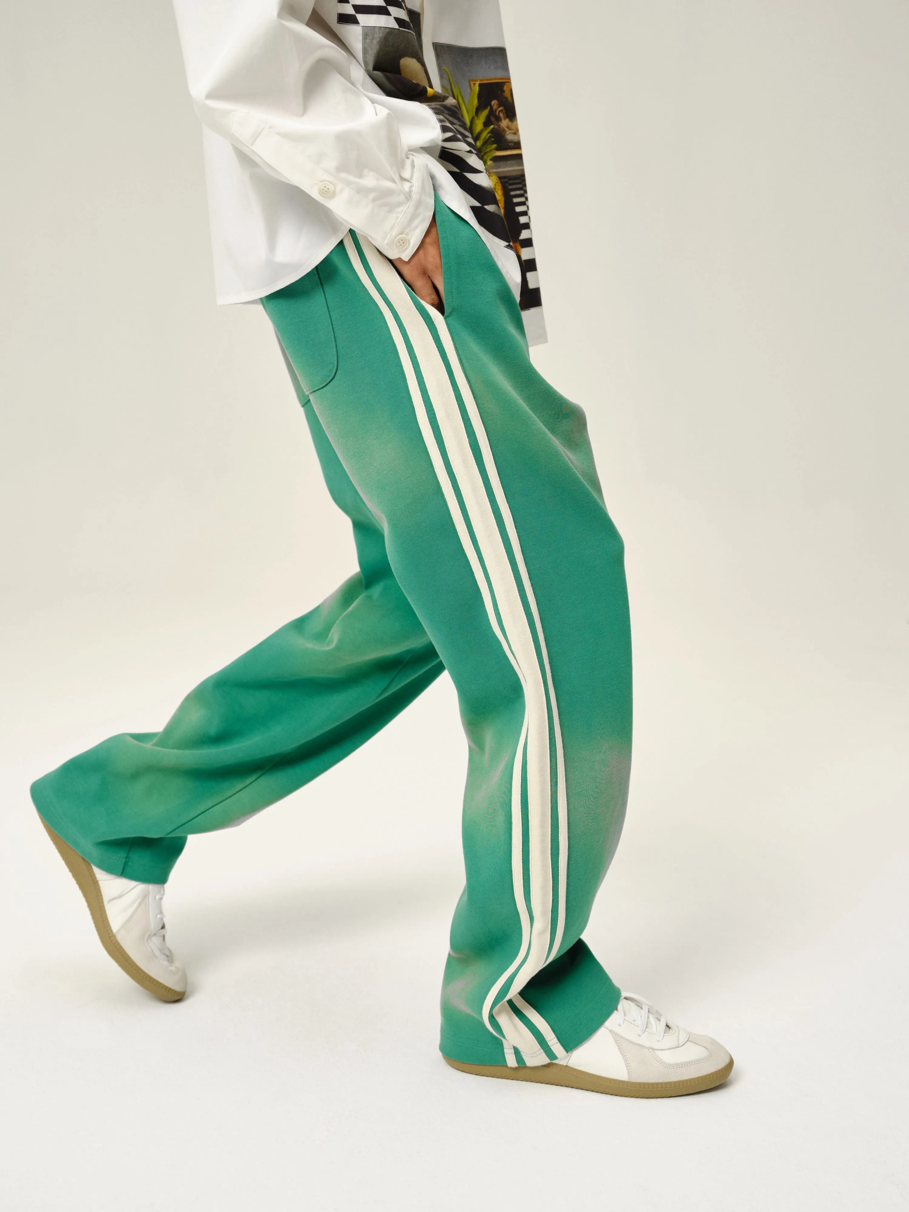 Aqua Green Sunfade Stripe Trousers