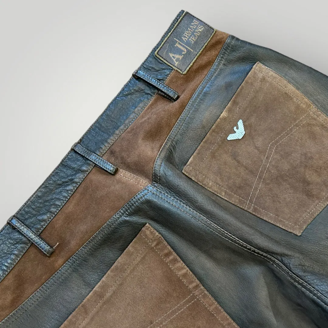 Armani Leather Hemp Mix Flared Trousers 32/32