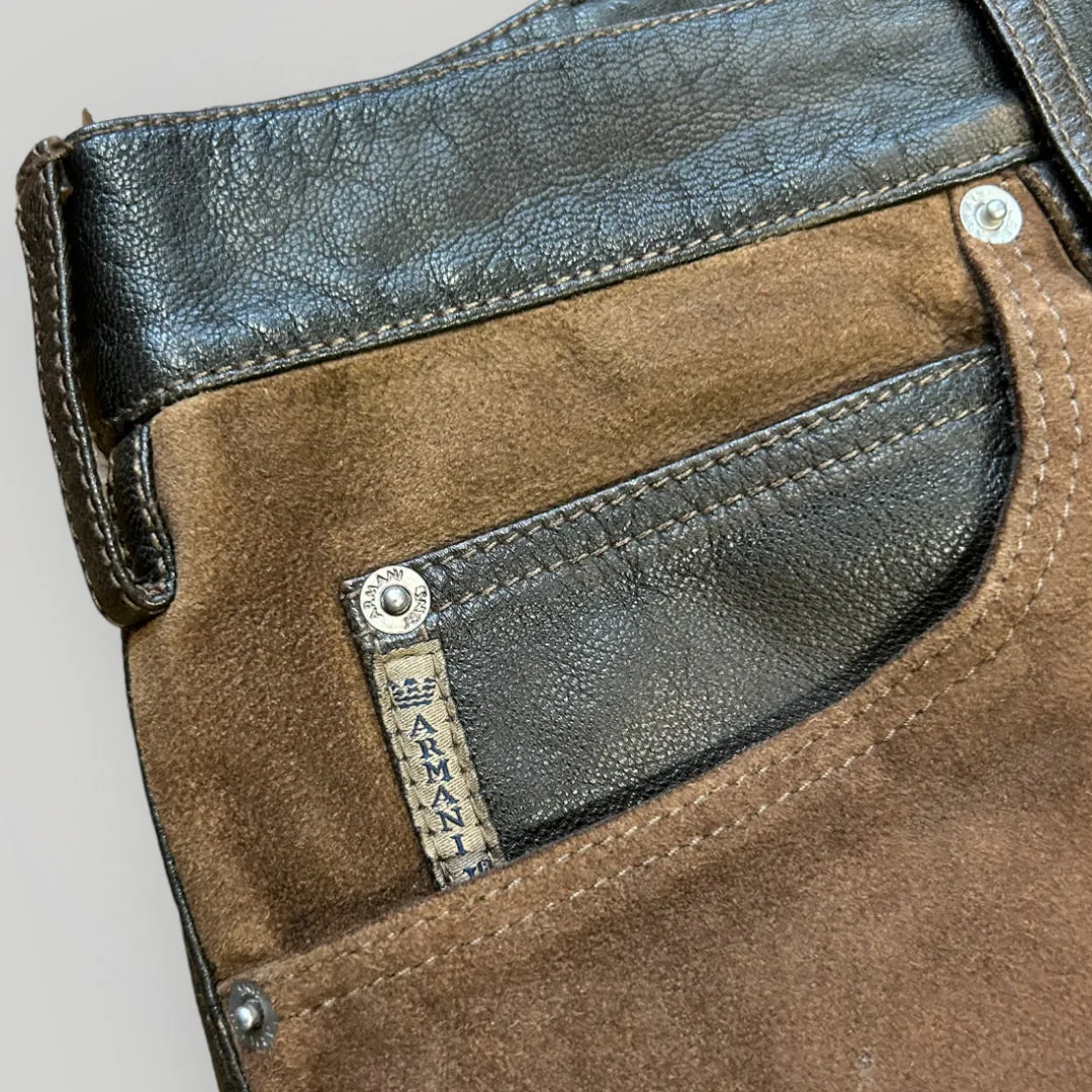 Armani Leather Hemp Mix Flared Trousers 32/32