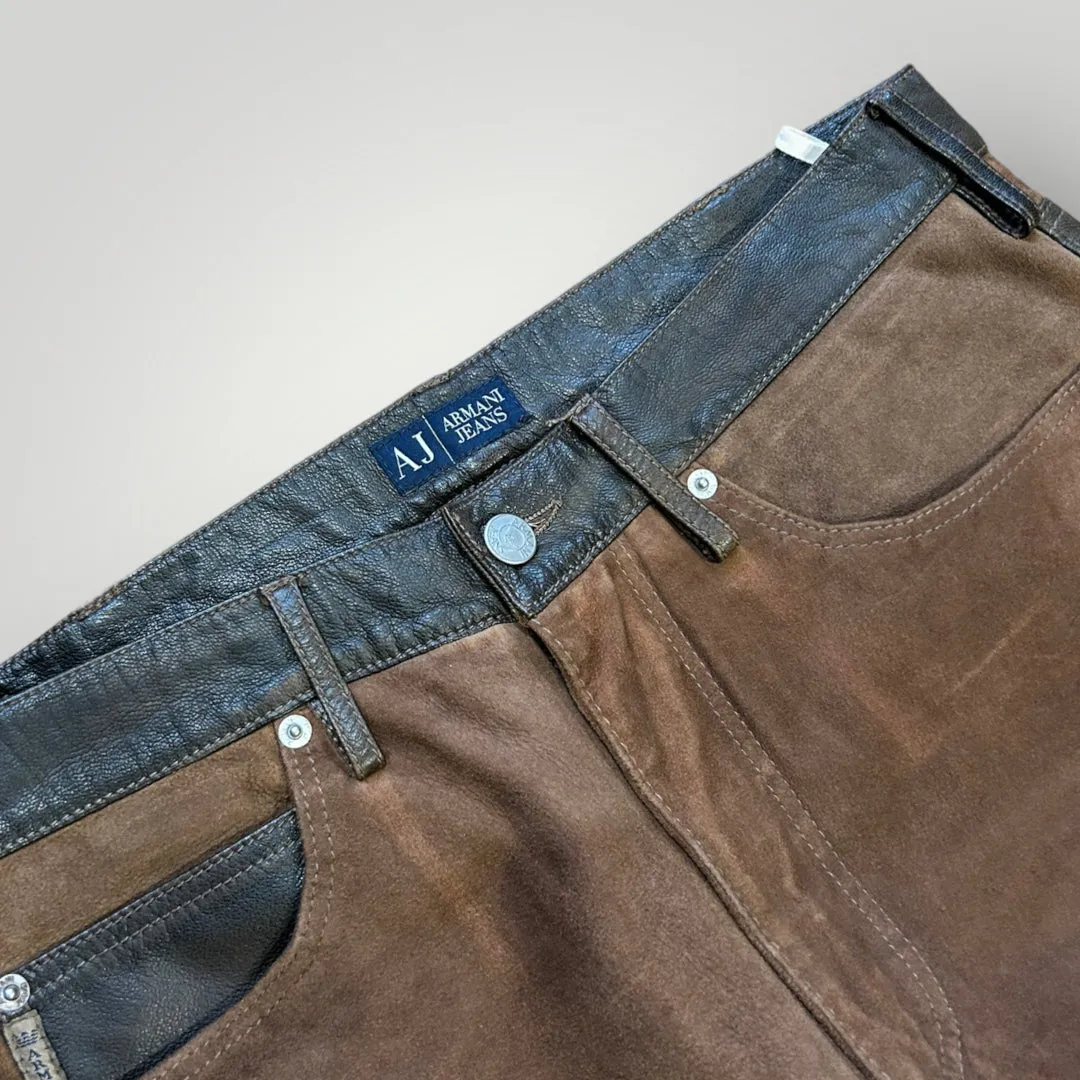 Armani Leather Hemp Mix Flared Trousers 32/32