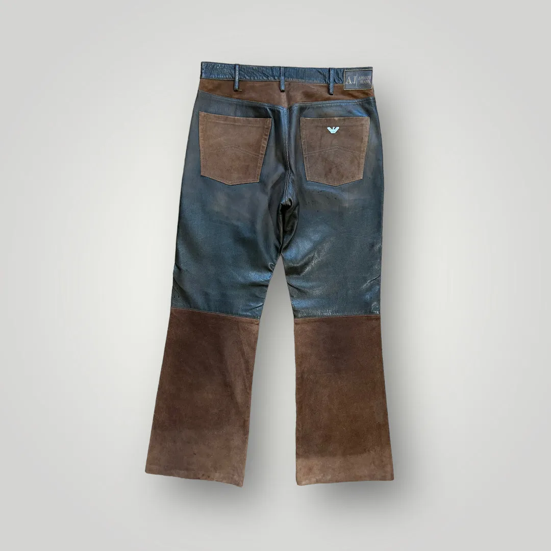Armani Leather Hemp Mix Flared Trousers 32/32