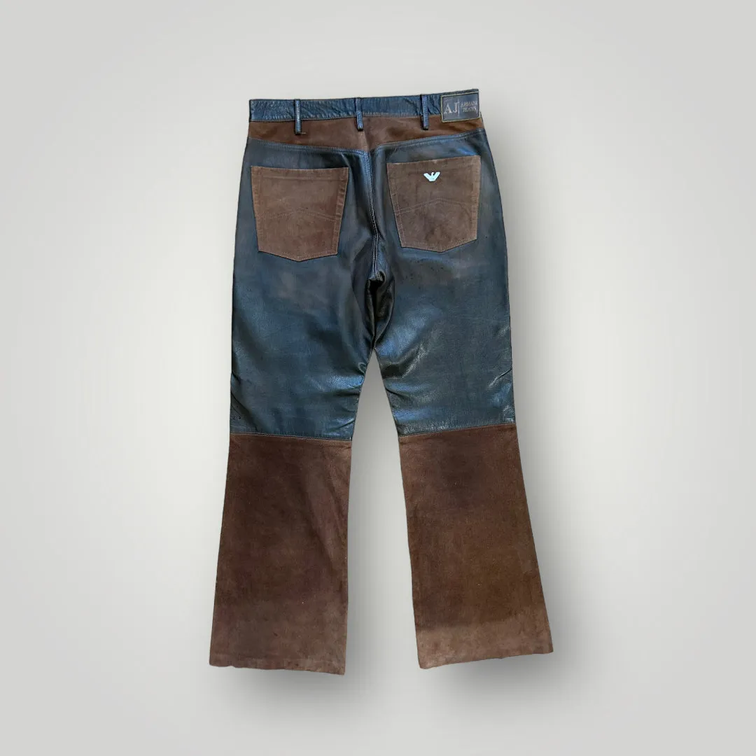 Armani Leather Hemp Mix Flared Trousers 32/32