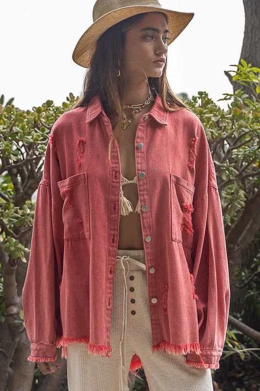 Ashley Distressed Oversized Jacket
