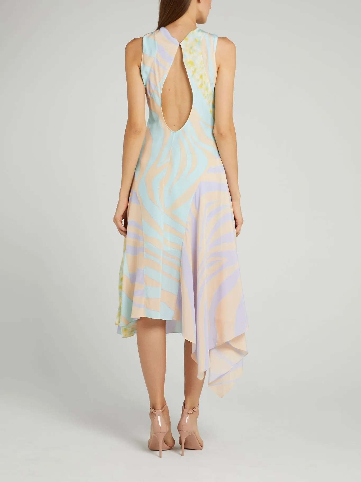 Asymmetric Animal Print Rear Keyhole Dress