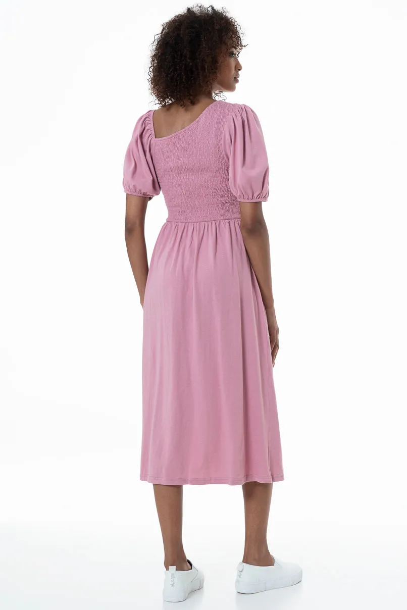 Asymmetric Neck Line Dress _ 153903 _ Lilac