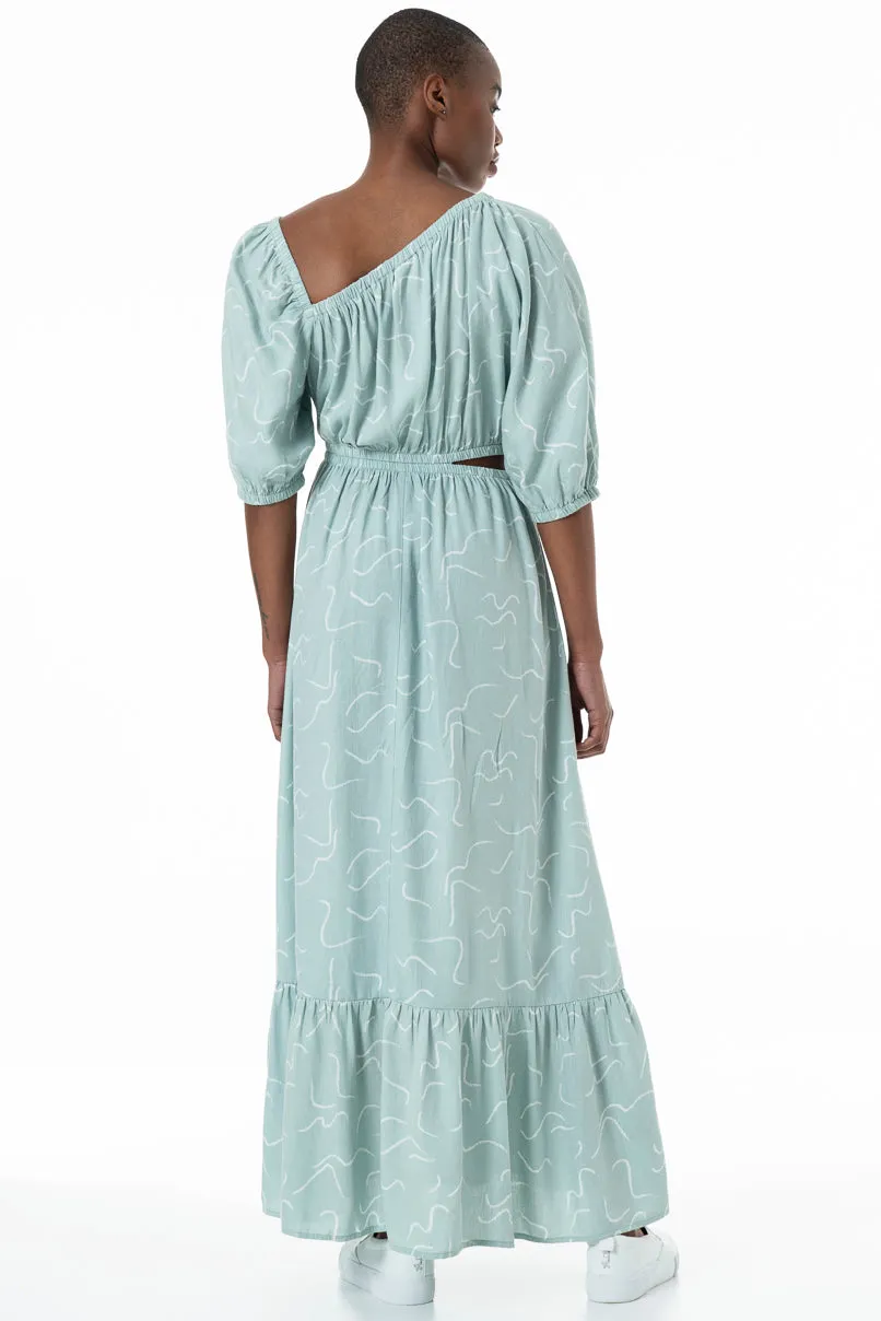 Asymmetric Neckline Dress _ 152152 _ Sage