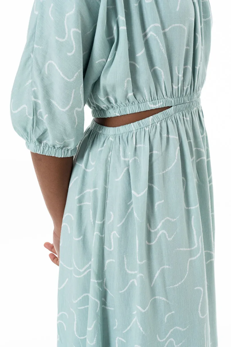Asymmetric Neckline Dress _ 152152 _ Sage