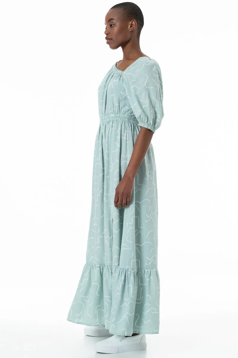 Asymmetric Neckline Dress _ 152152 _ Sage