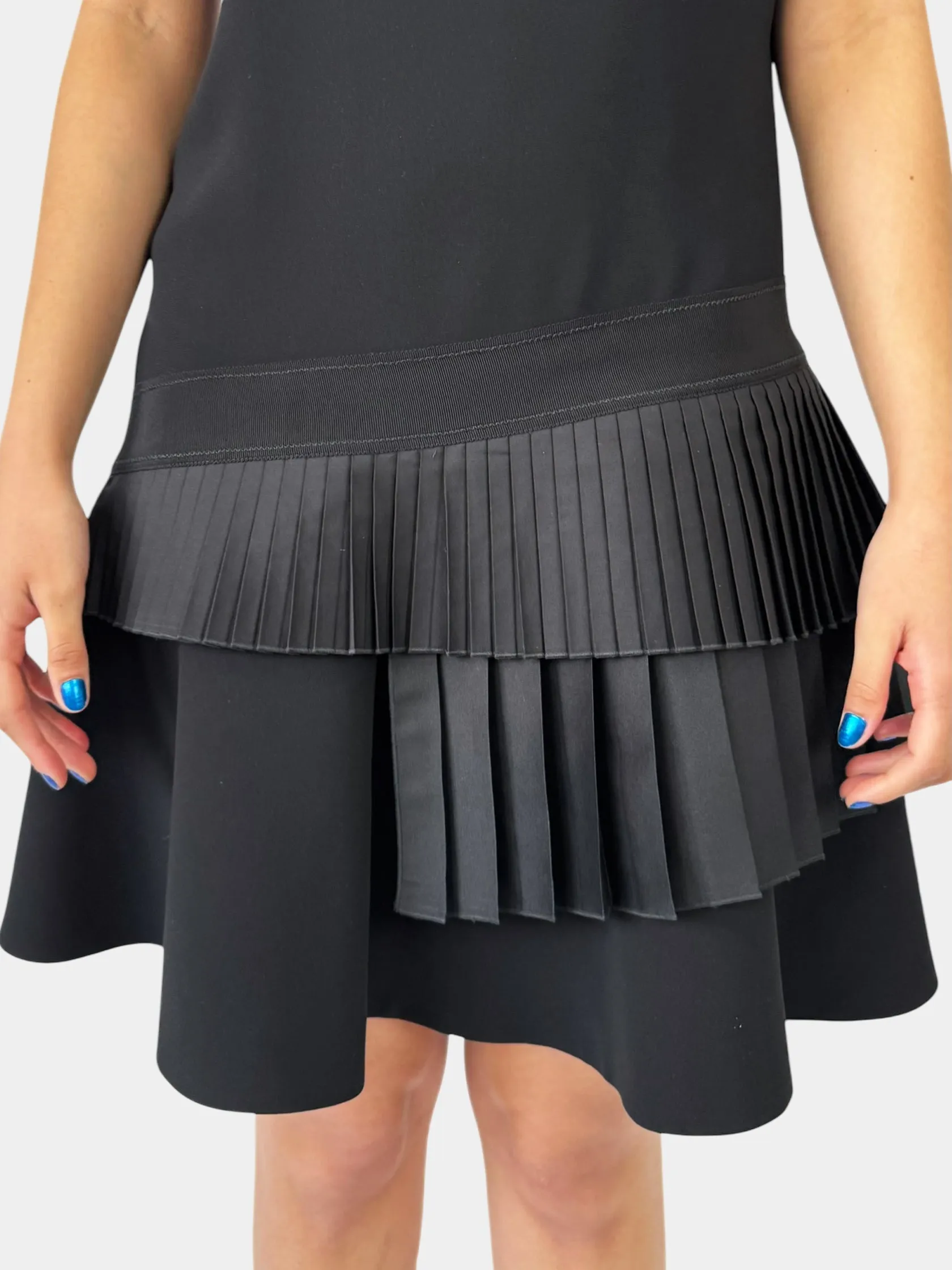 Asymmetric Pleated Mini Dress - Size 10