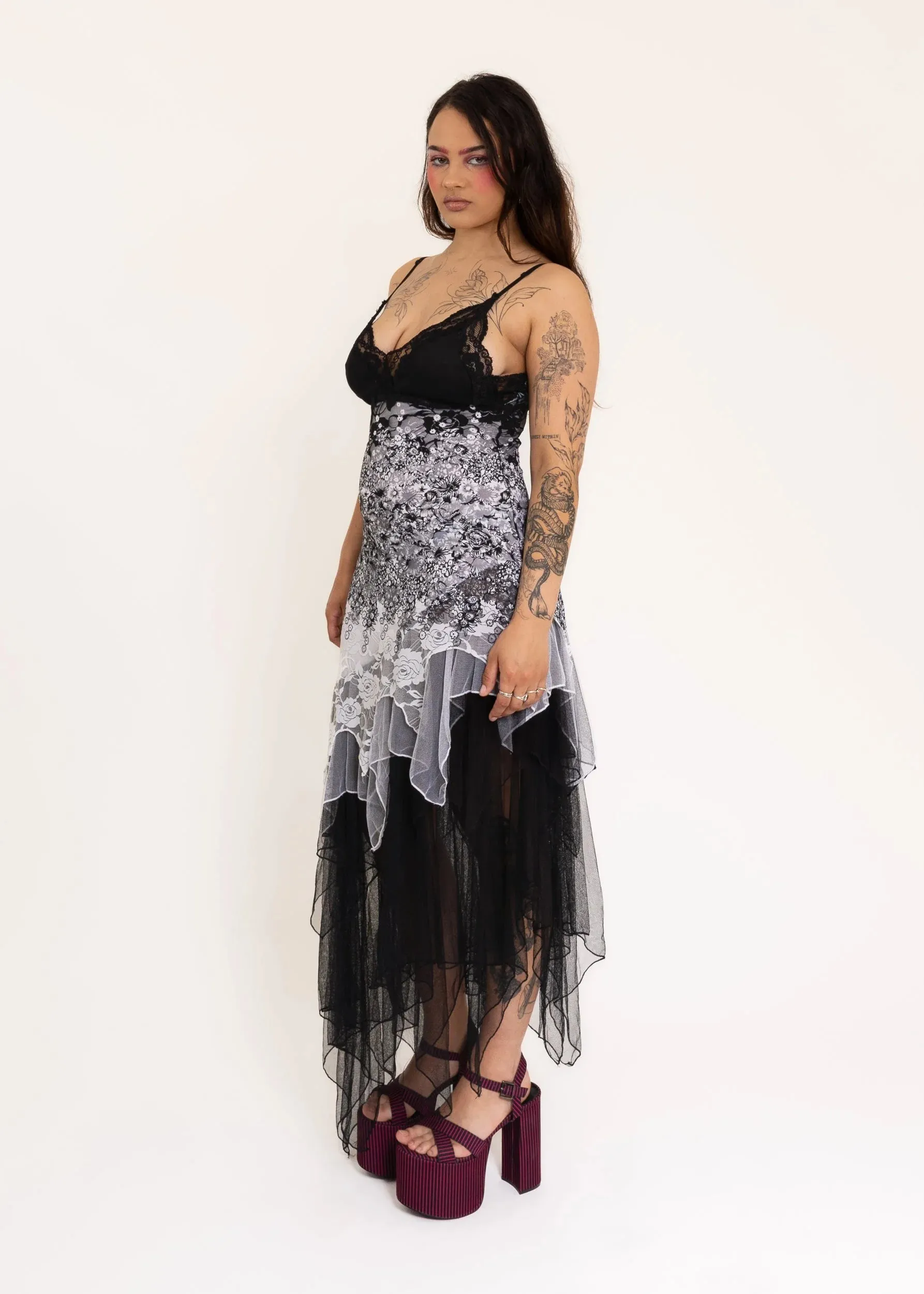 Asymmetric tulle/ lace faerie dress