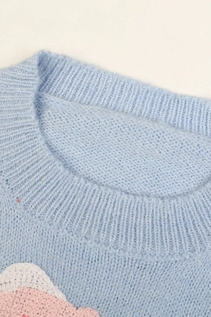 Ayla Bordeaux Sweater with Flowers