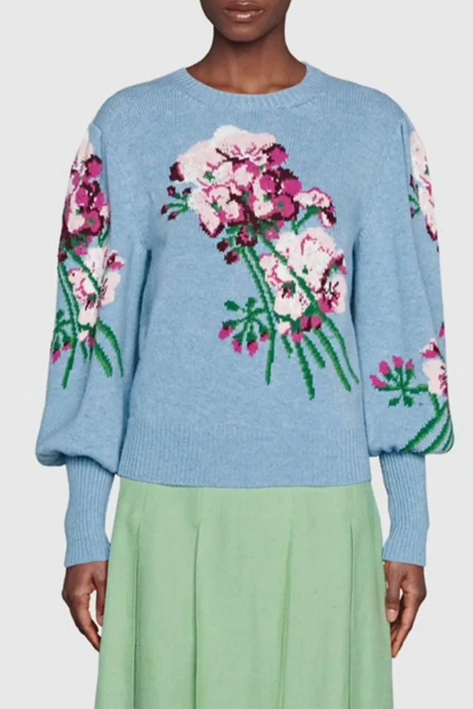 Ayla Bordeaux Sweater with Flowers