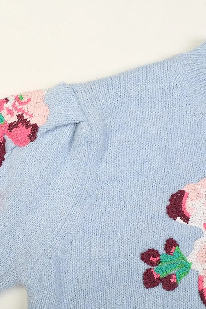 Ayla Bordeaux Sweater with Flowers