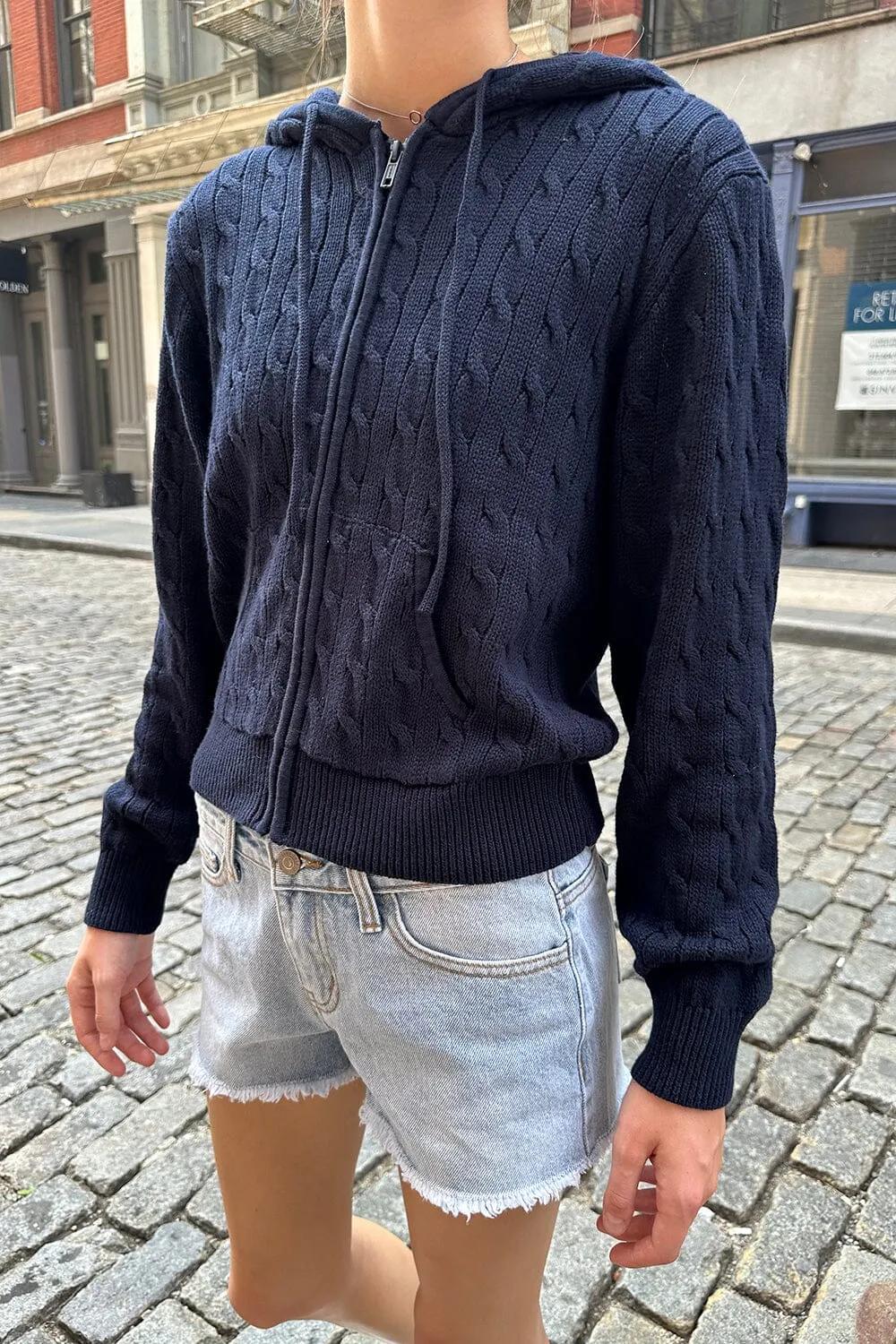 Ayla Cable Knit Zip-Up Sweater