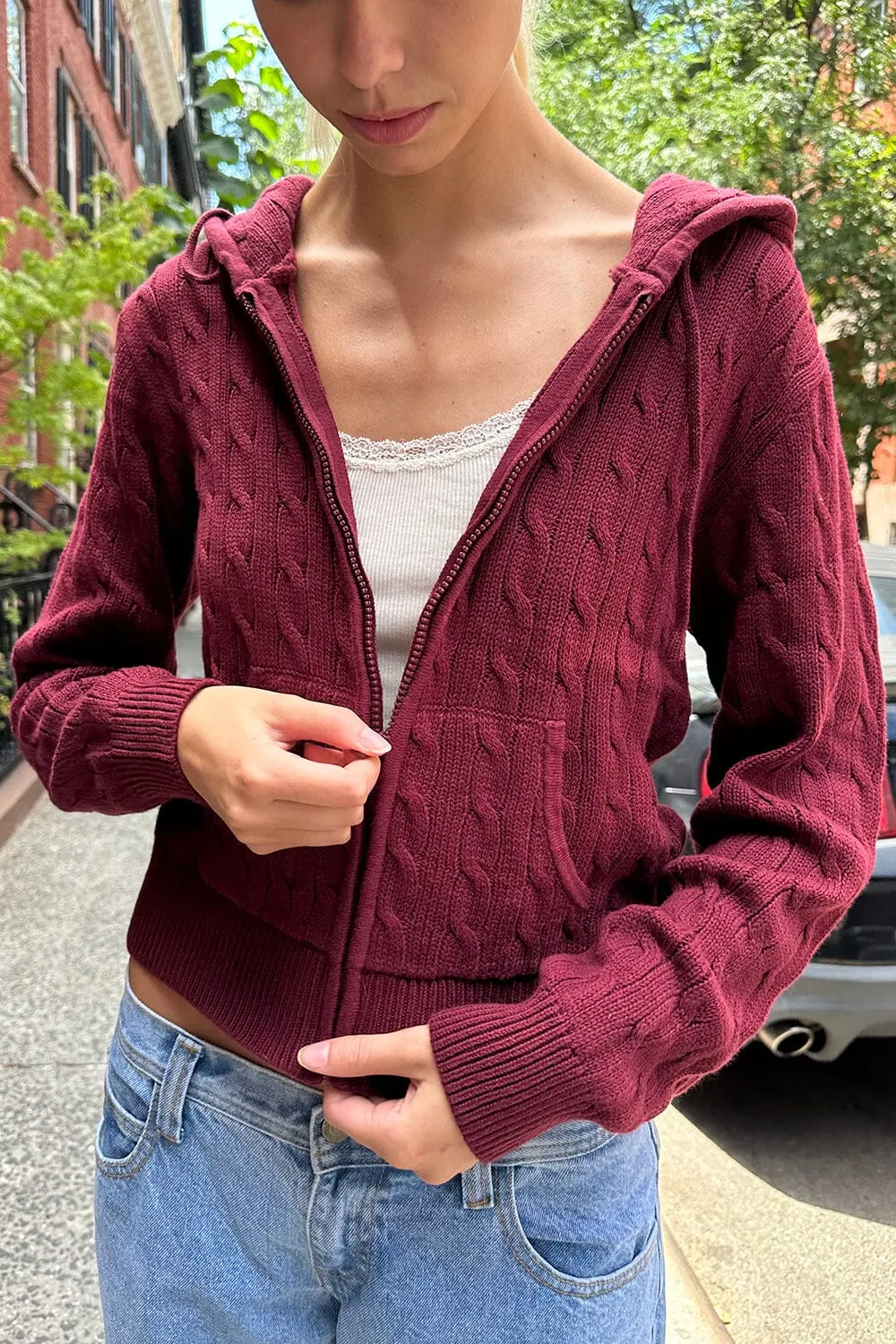 Ayla Cable Knit Zip-Up Sweater