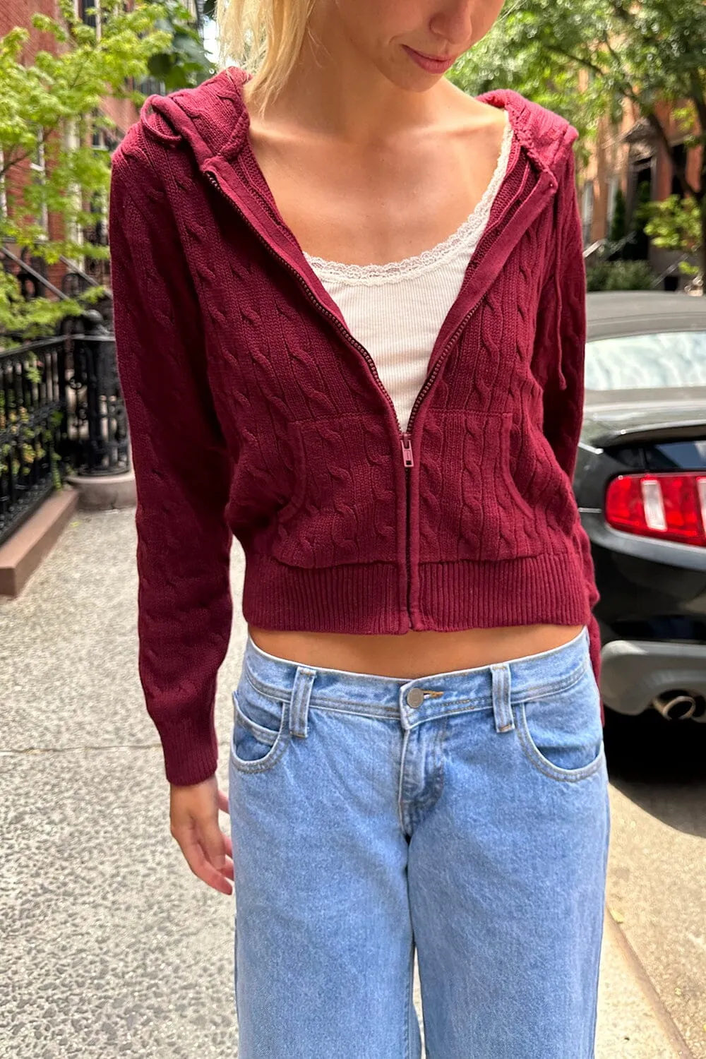 Ayla Cable Knit Zip-Up Sweater