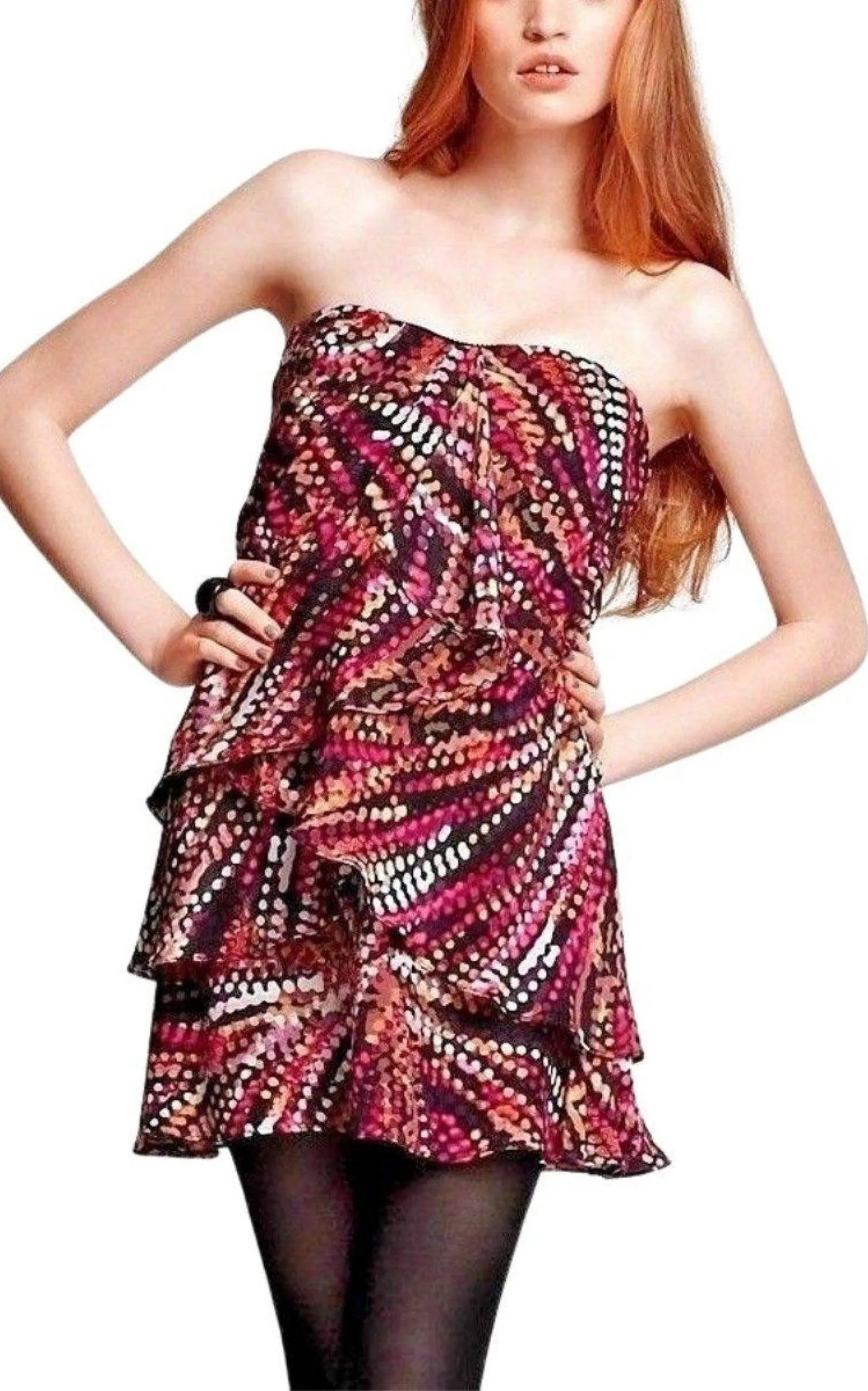Azalea Tiered Ruffle Silk Dress