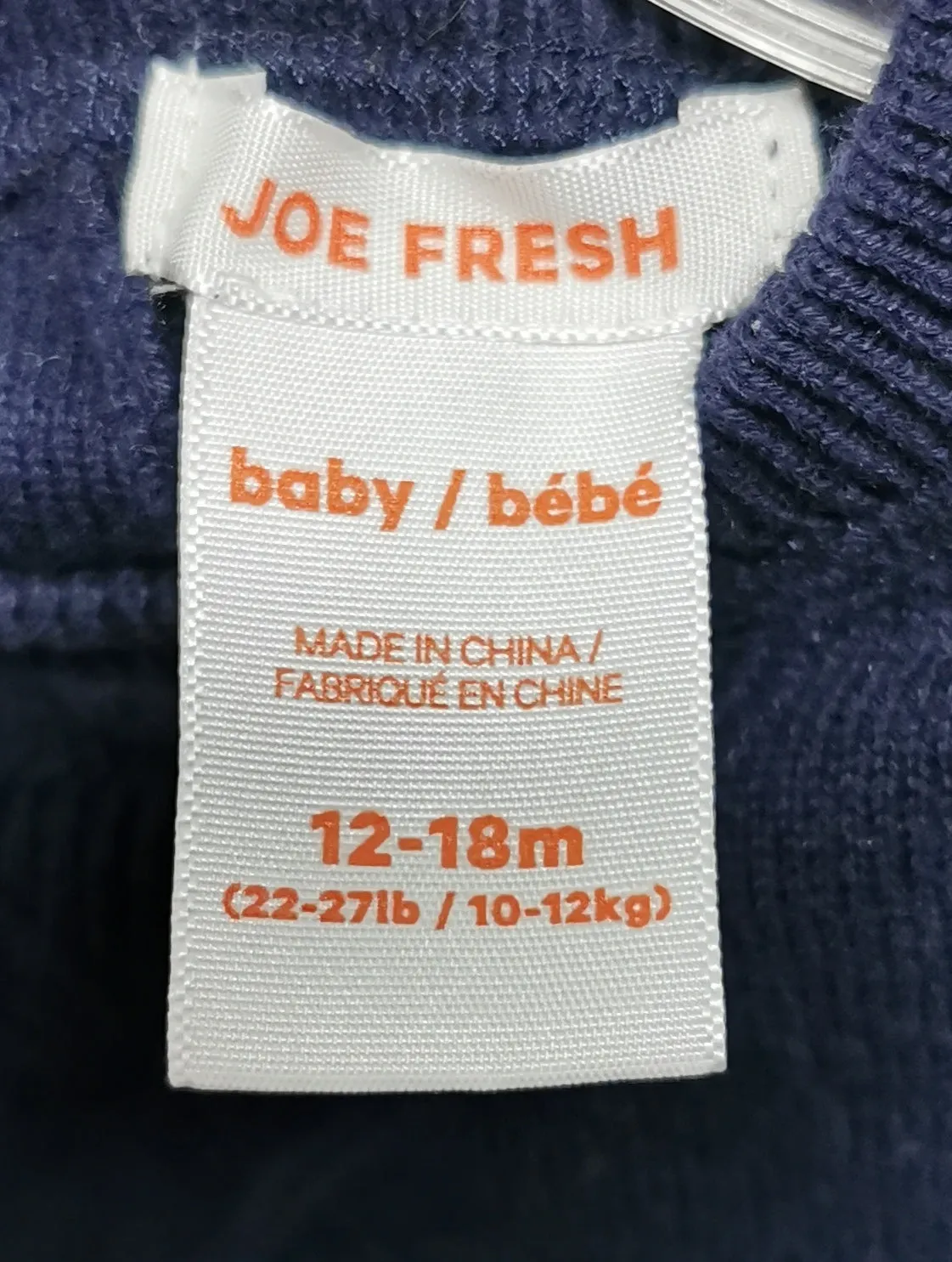 BABY BOY SIZE 12/18 MONTHS - JOE FRESH, Soft Knit, Long-sleeve Sweater EUC B31
