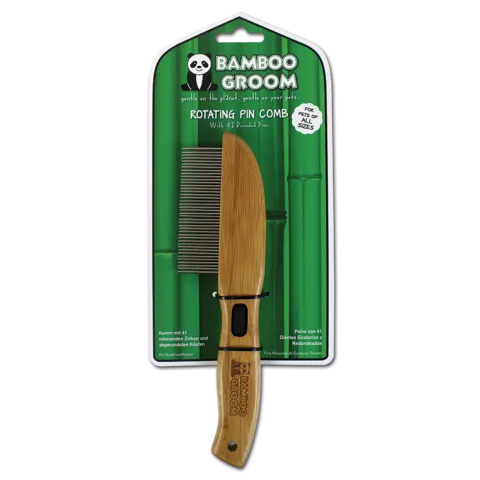 Bamboo Groom Rotating Pin Comb with 41 Rounded Pins (One Size)
