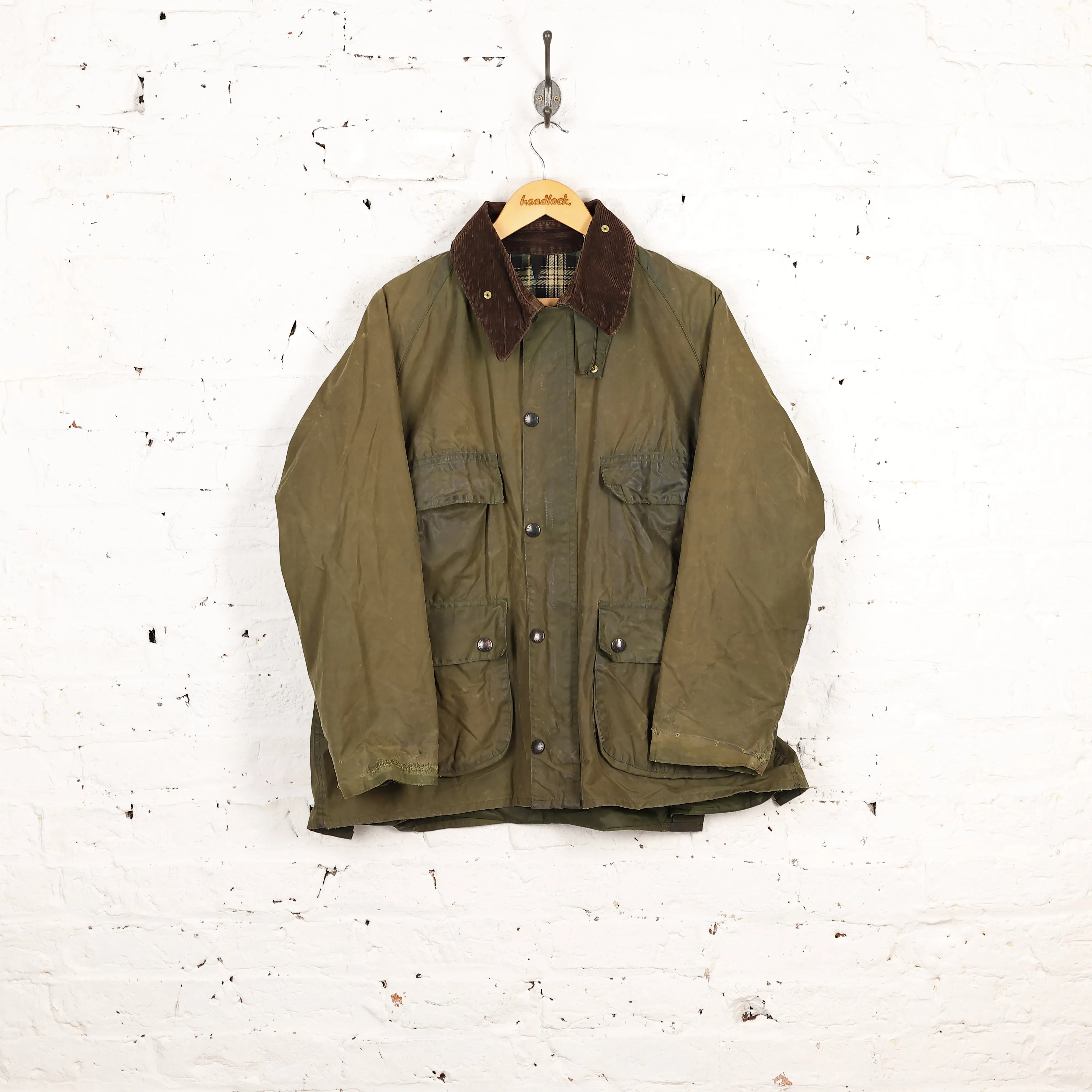Barbour Bedale Wax Jacket Coat - Green - M