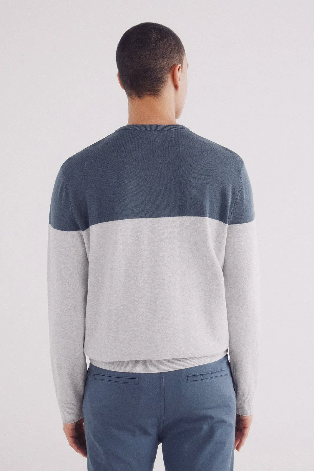 Basic color block sweater - Blue