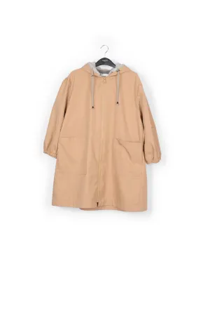 Beige hooded raincoat
