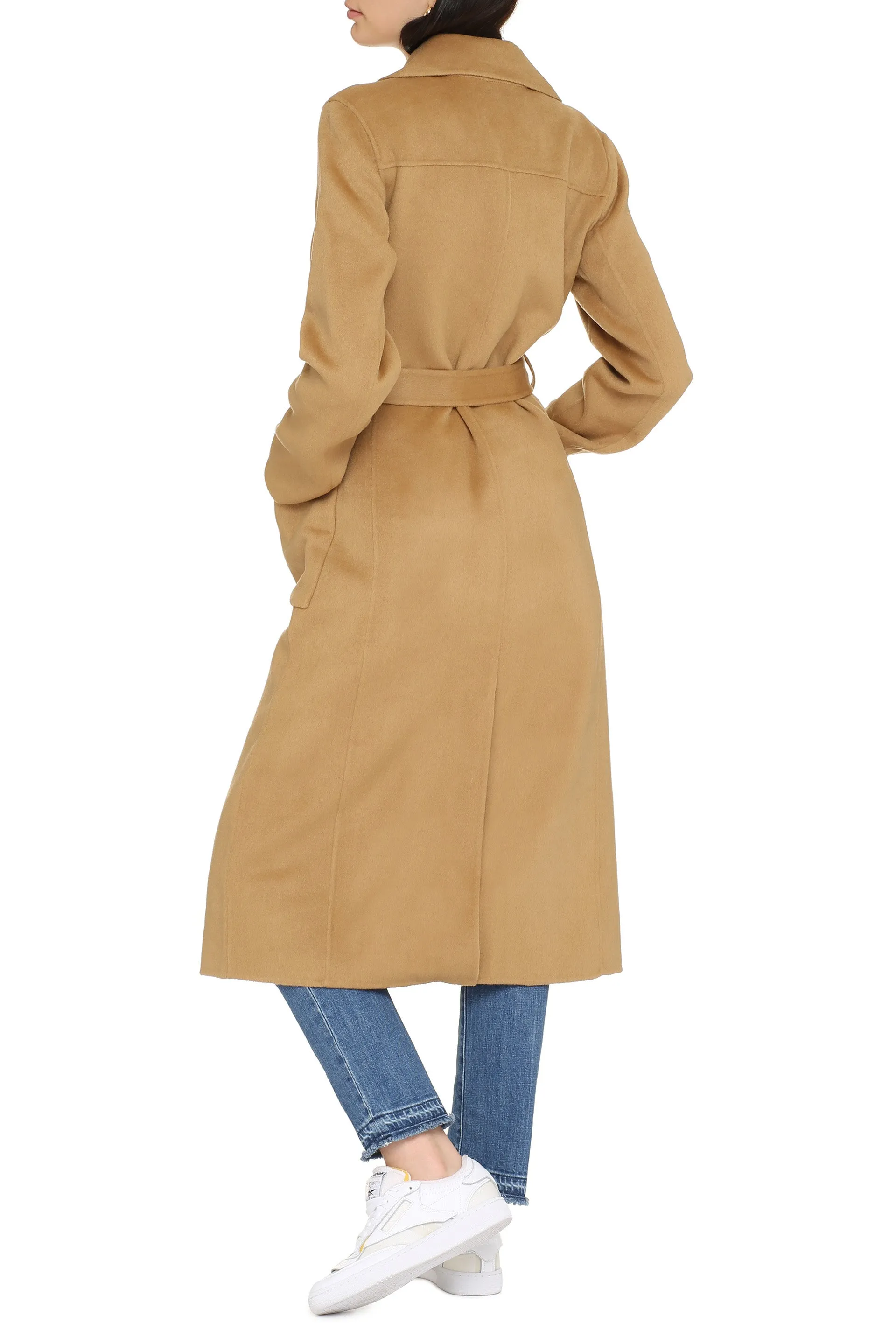 Belted wool-blend coat