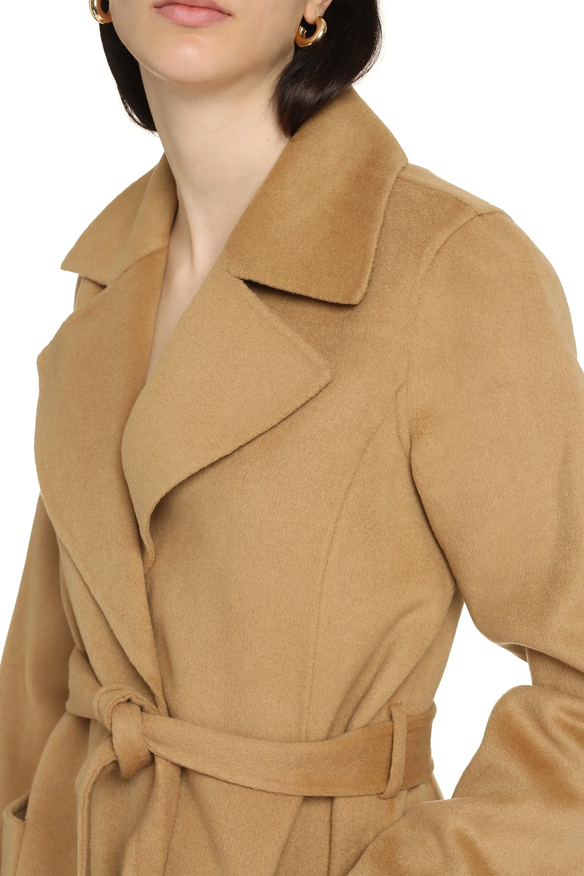 Belted wool-blend coat
