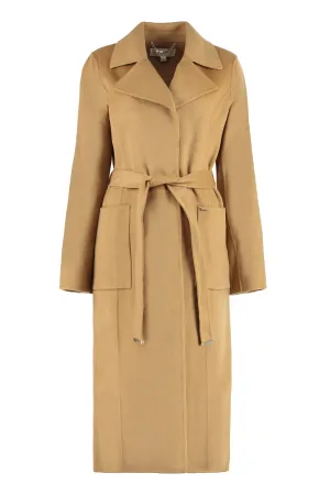 Belted wool-blend coat