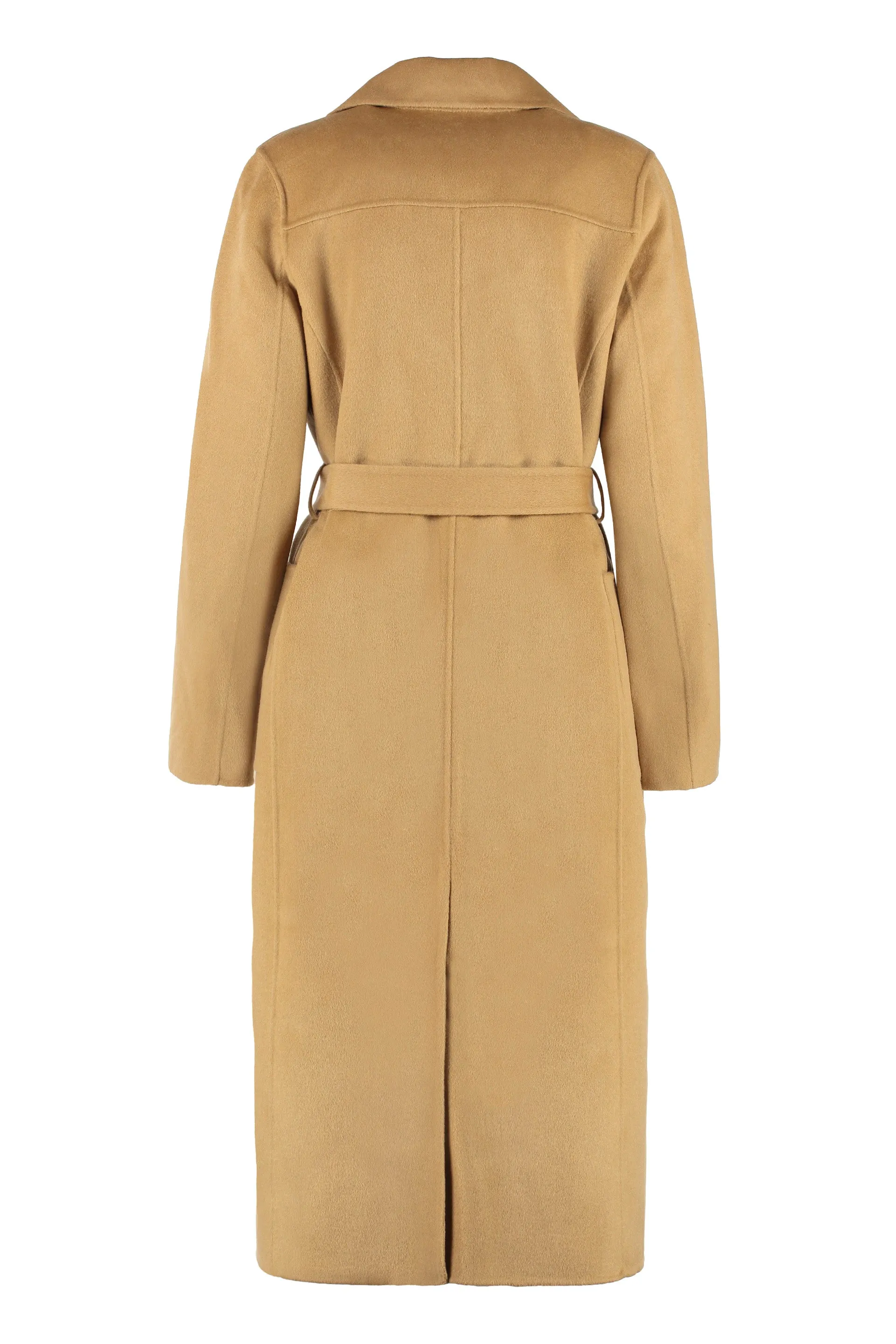 Belted wool-blend coat