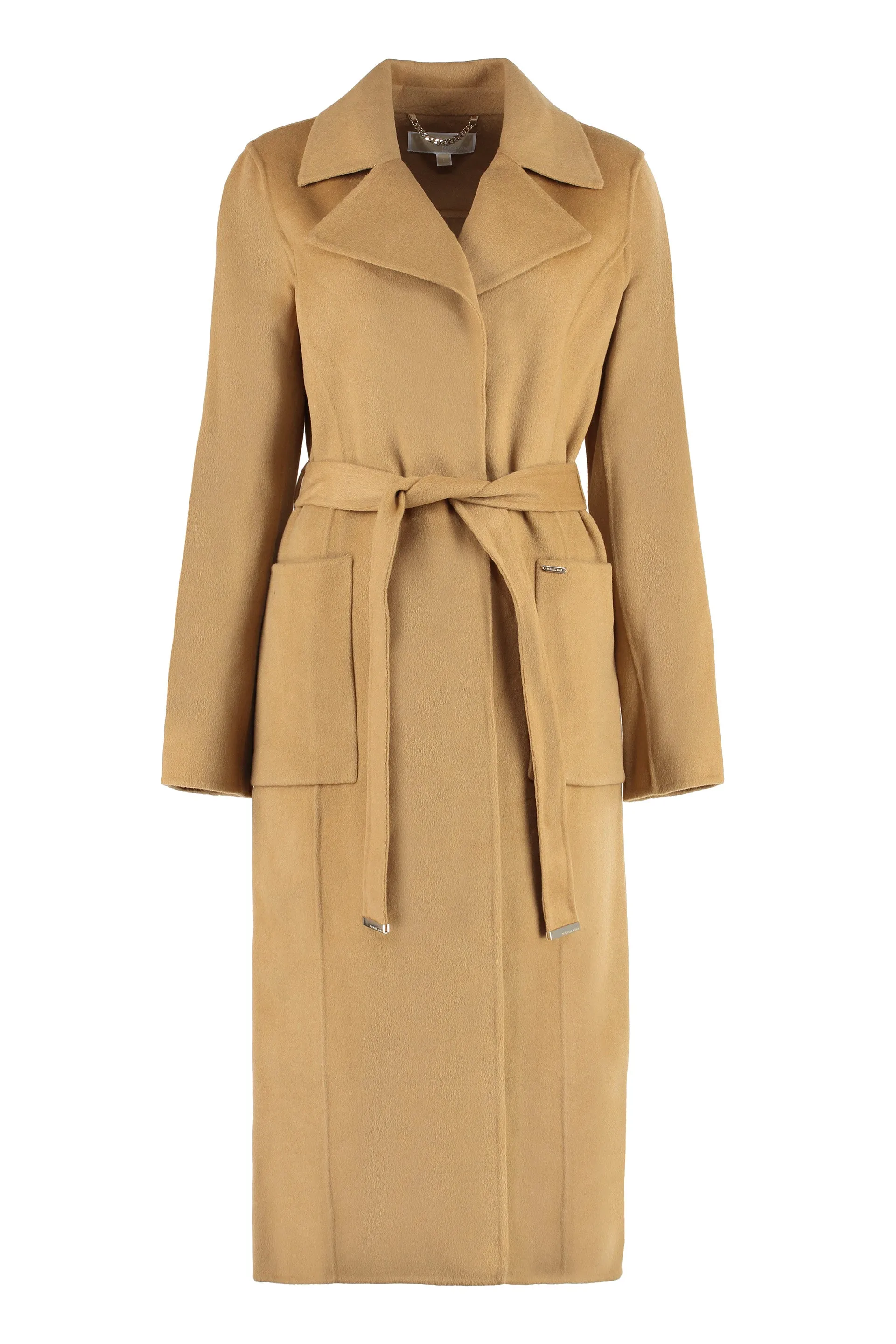 Belted wool-blend coat