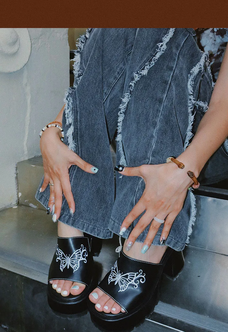 Benet Denim Retro Low-Rise Patchwork Frayed Micro Flare Jeans Pants
