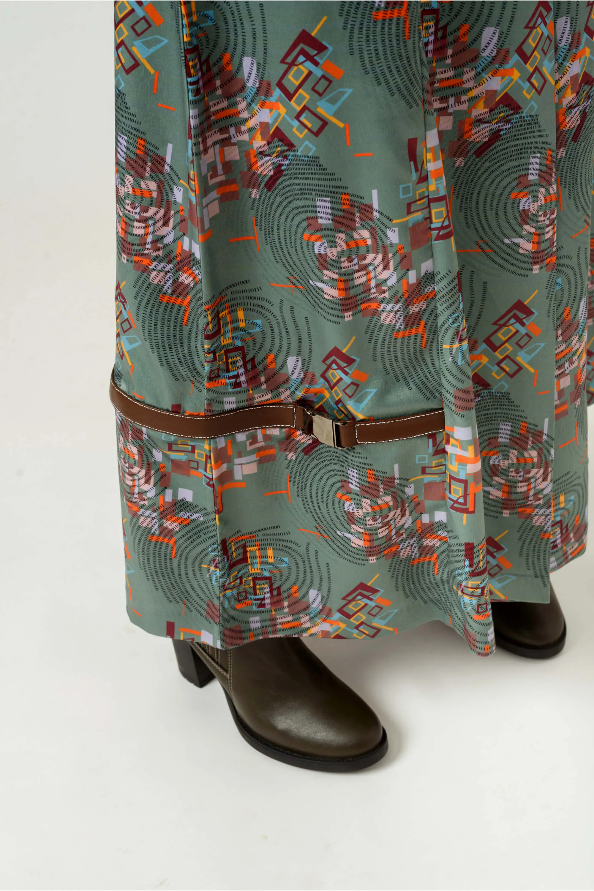 Binary print flared trousers