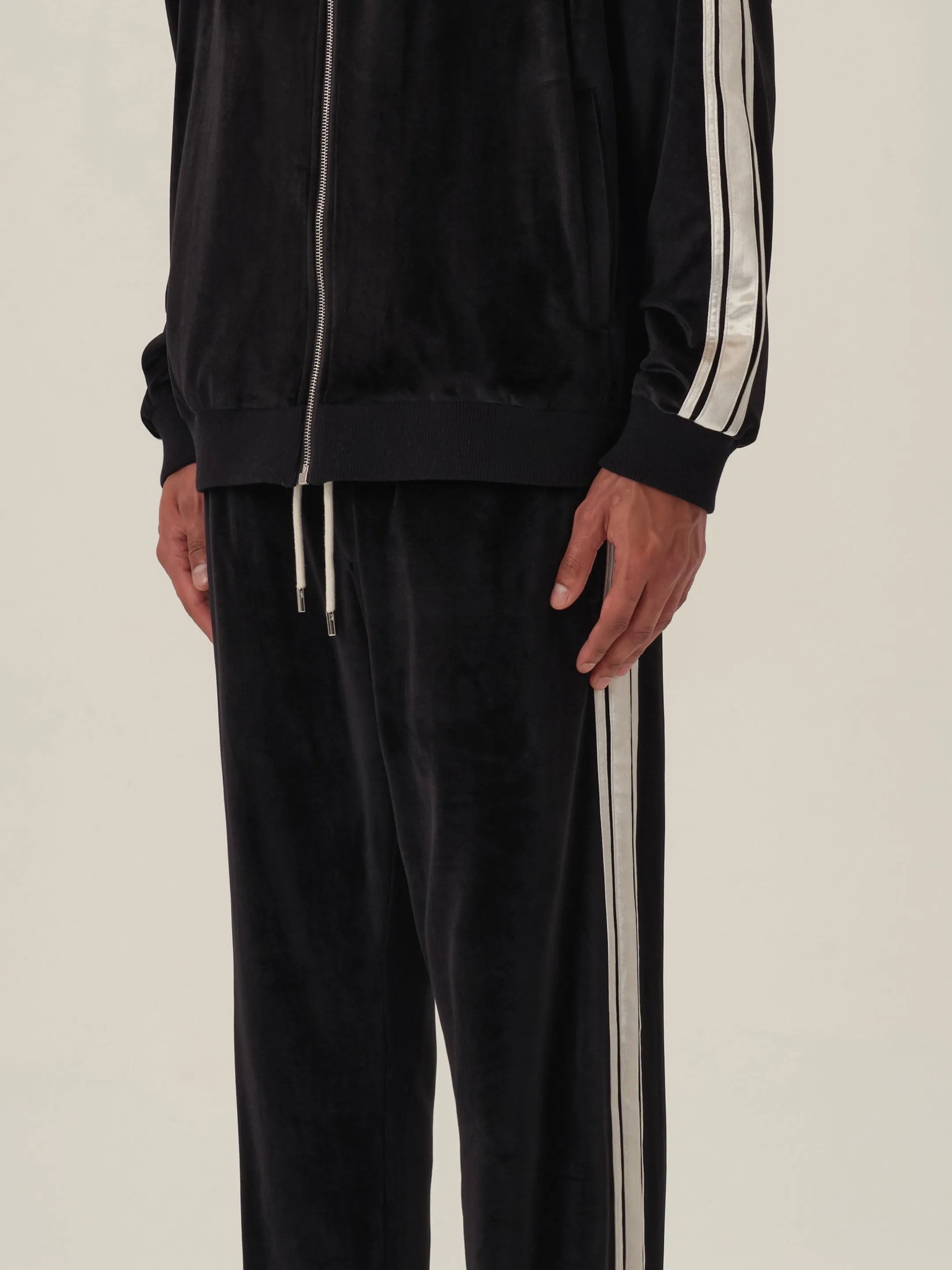 Black & White Velvet Stripe Patchwork Trousers
