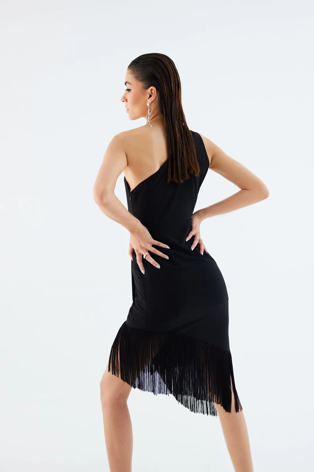 Black Cut Out High Slit Dress
