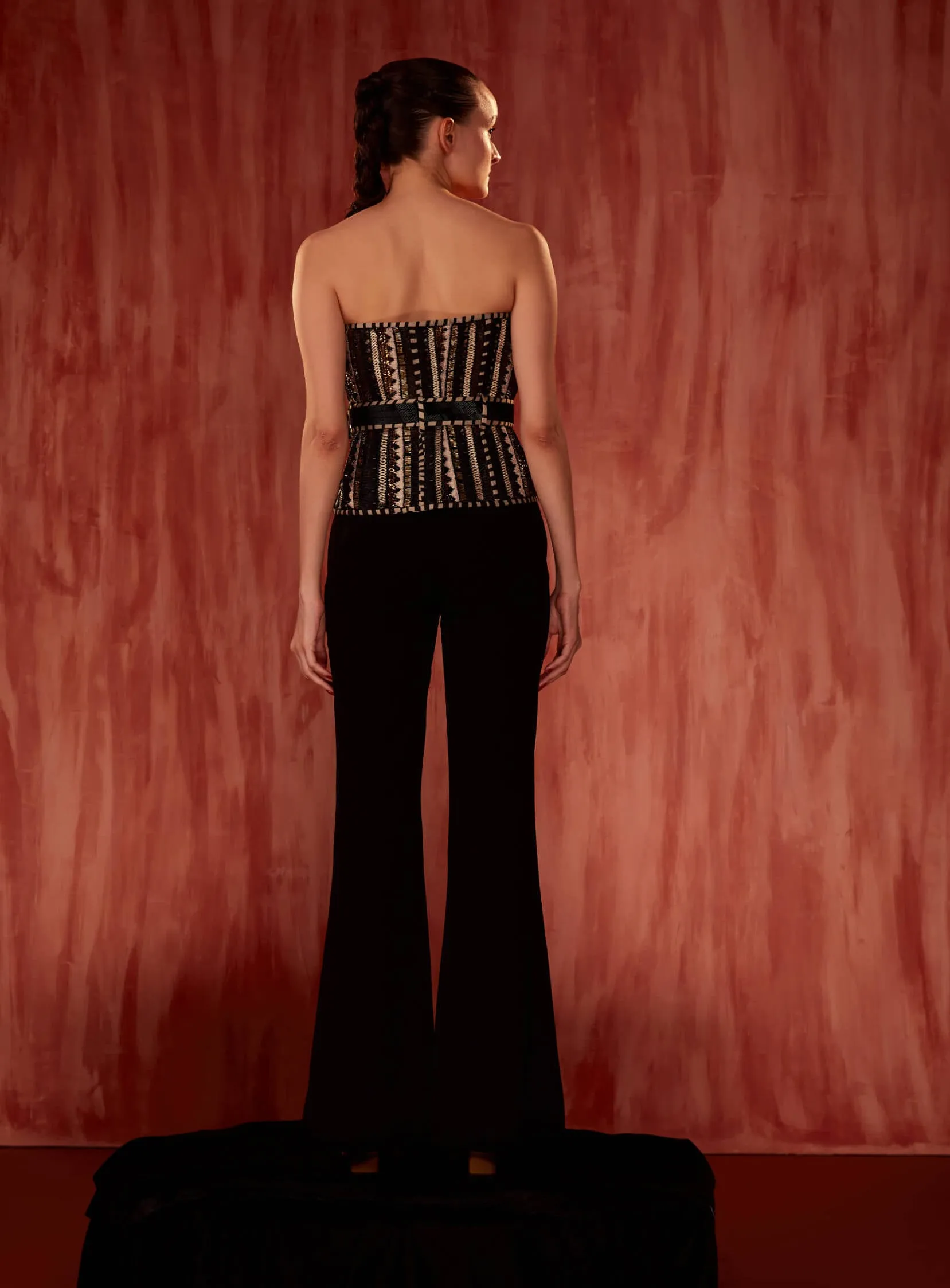 Black flared trousers