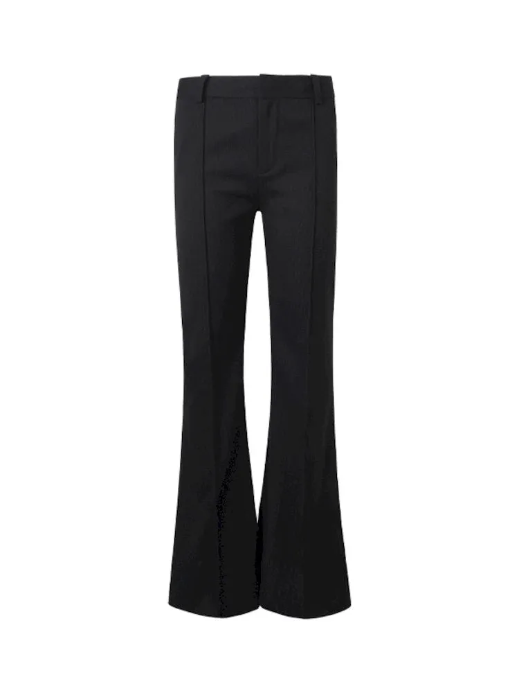 black ironing line slim flared trousers